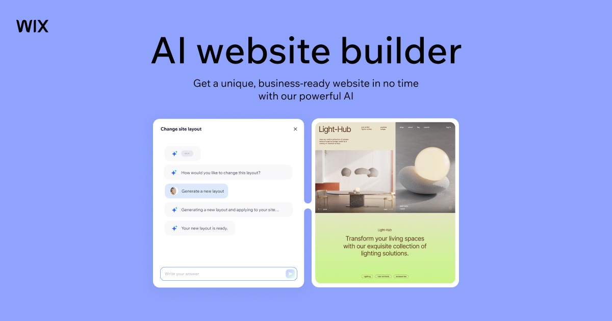 AI 웹사이트 빌더 비교 분석: Framer AI, Wix AI, Durable 선택 기준 - Wix AI 공식 이미지