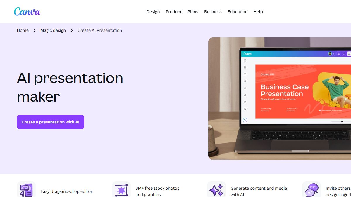 Canva AI 프레젠테이션 공식 화면