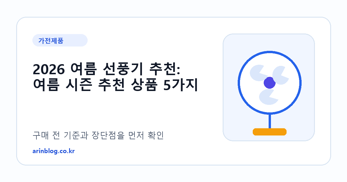 2026 여름 선풍기 추천: 여름 시즌 추천 상품 5가지 제품 선택 가이드 썸네일