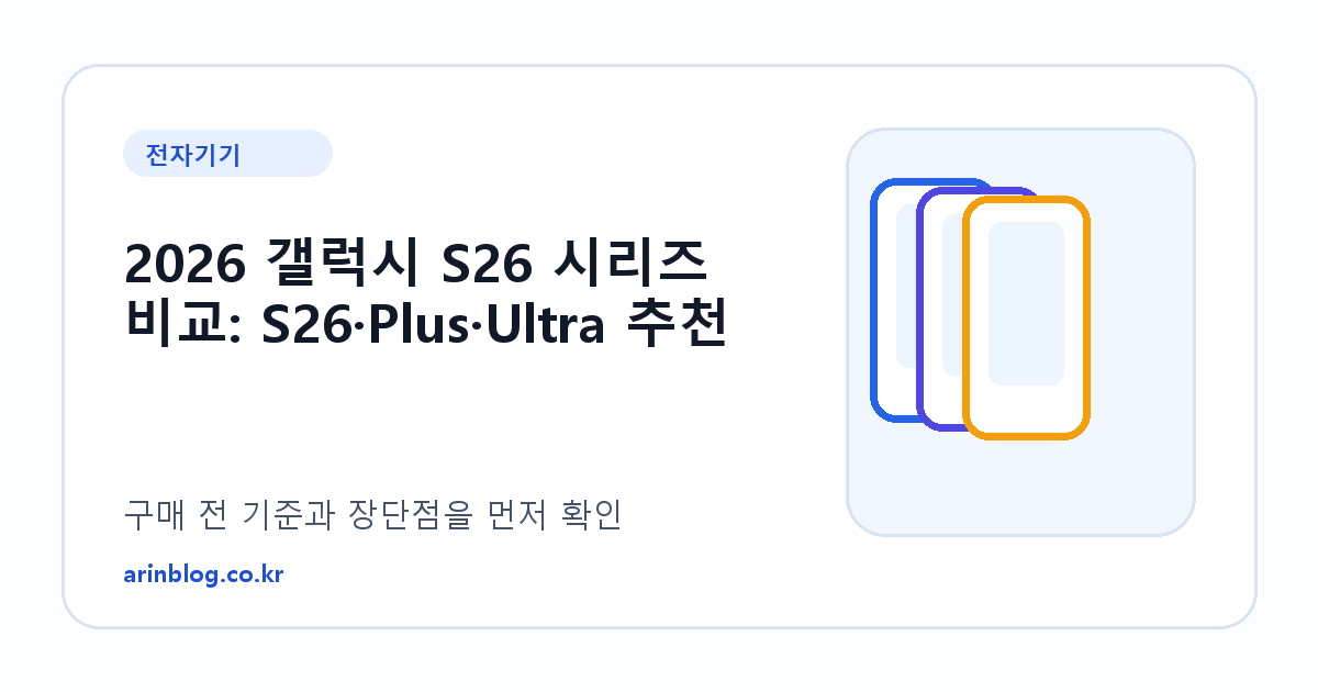 2026 갤럭시 S26 시리즈 비교: S26·Plus·Ultra 추천 제품 선택 가이드 썸네일